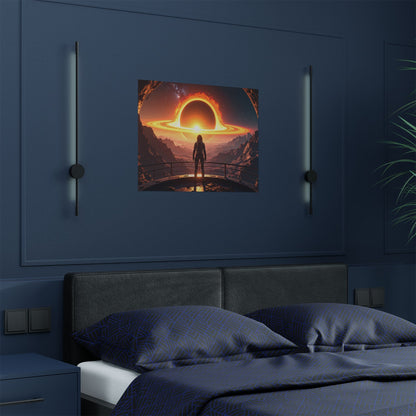Astronaut watching Blackhole, Space-Themed Satin Posters, Cosmic Decor for Astronaut Enthusiasts, Unique Wall Art, Gift for Science Lovers, Home Office Decoration, t-shirts, tshirts, tees