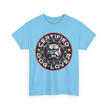 Certified Dog Lover Unisex Tee - Bulldog Print Design, GraphicTees, t-shirt, tshirt, png