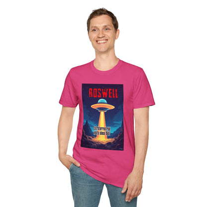 Roswell Alien Encounter Unisex T-Shirt, Retro Space UFO Tee, Sci-Fi Lovers Gift, Convention Wear, Extraterrestrial Tee, graphic design, png