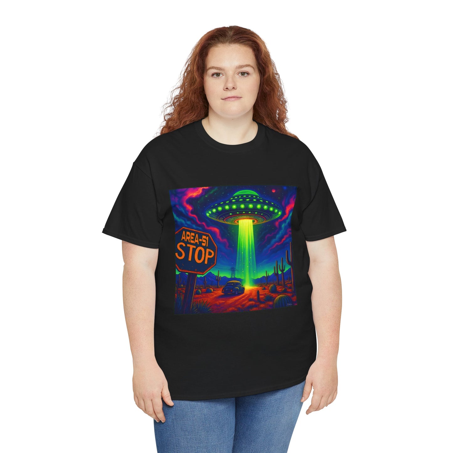 Area 51 Stop UFO Abduction T-Shirt — Neon Alien Invasion Tee