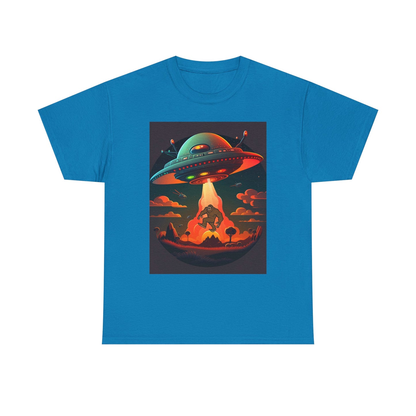 UFO, Bigfoot, Unisex Heavy Cotton Tee, graphic design, t-shirt, t-shirts, tshirts, png