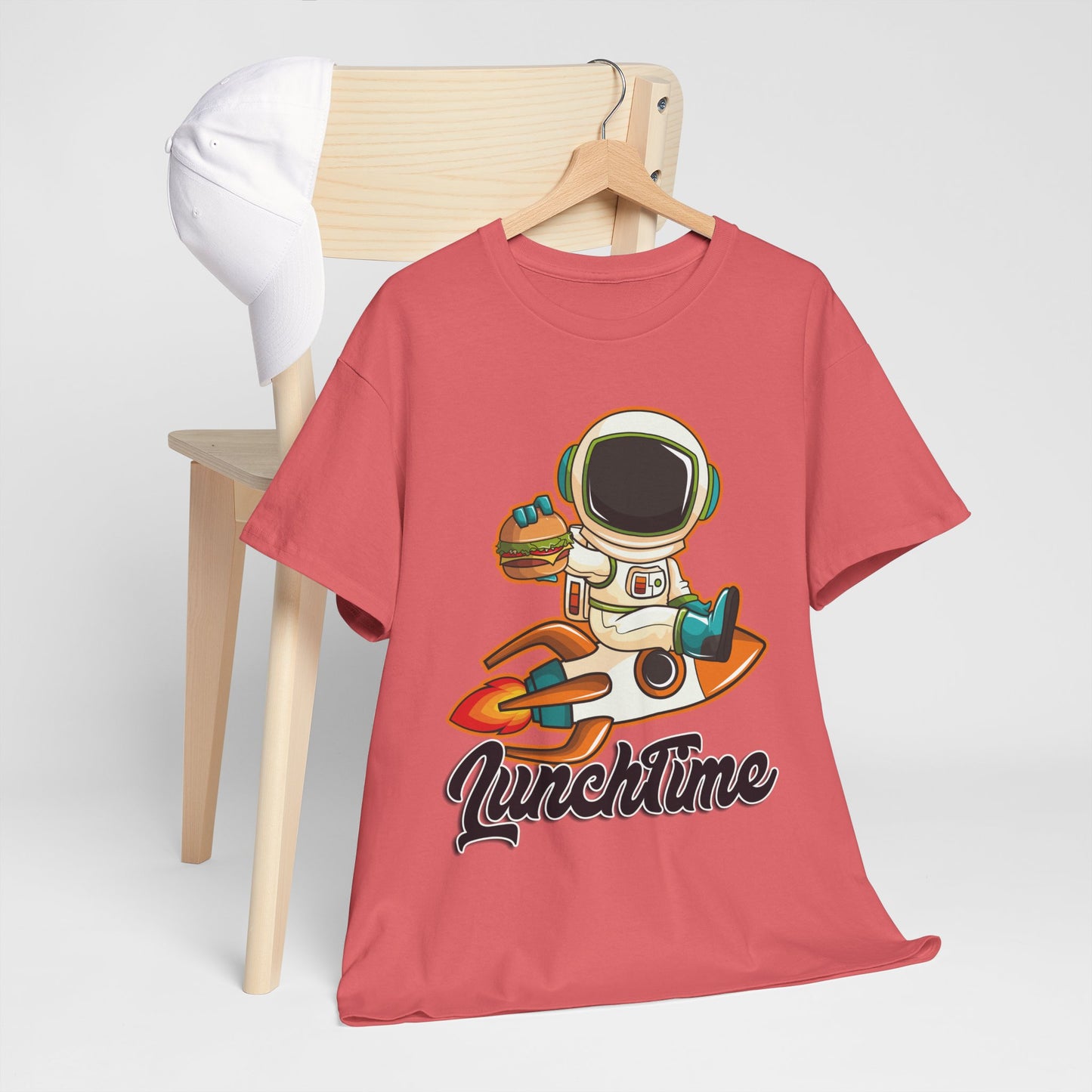 Astronaut Lunchtime Unisex Heavy Cotton Tee - Fun Graphic T-Shirt for Space Lovers, GraphicTees, png, t-shirts, tshirts