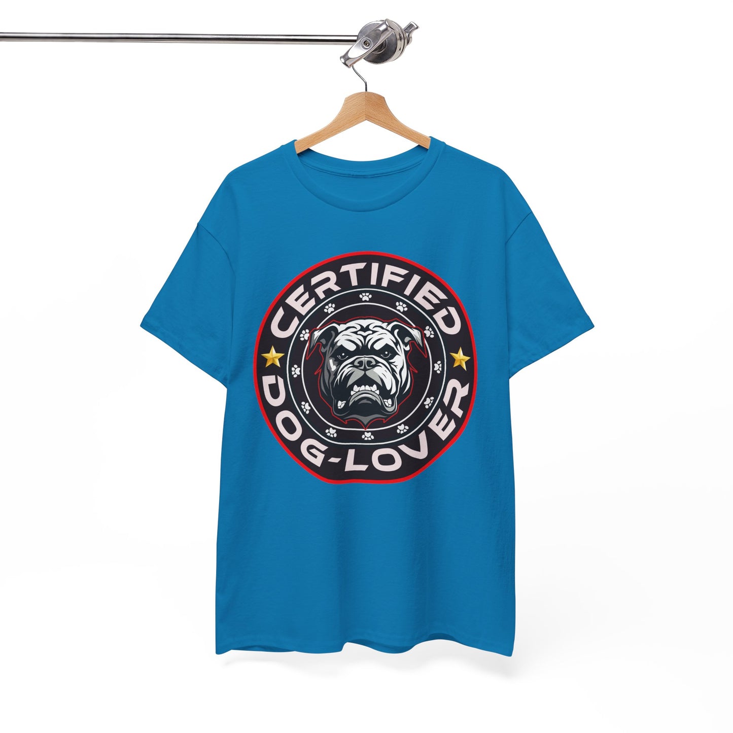 Certified Dog Lover Unisex Tee - Bulldog Print Design, GraphicTees, t-shirt, tshirt, png