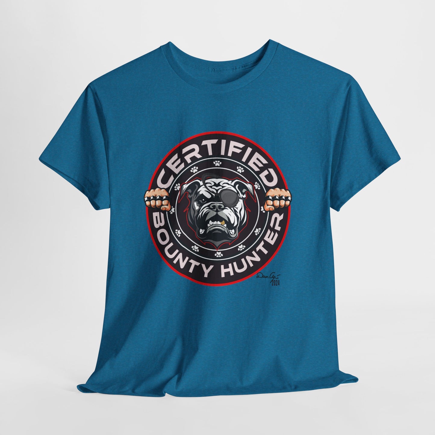 Certified Bounty Hunter, Unisex Heavy Cotton Tee, comedy, bulldog, print design, png, GraphicTees
