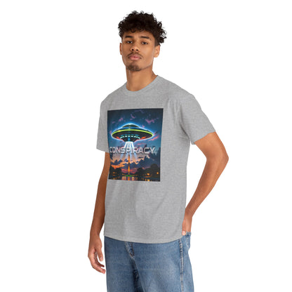 Retro Neon Alien UFO T-Shirt — "Conspiracy at DC" Graphic Tee