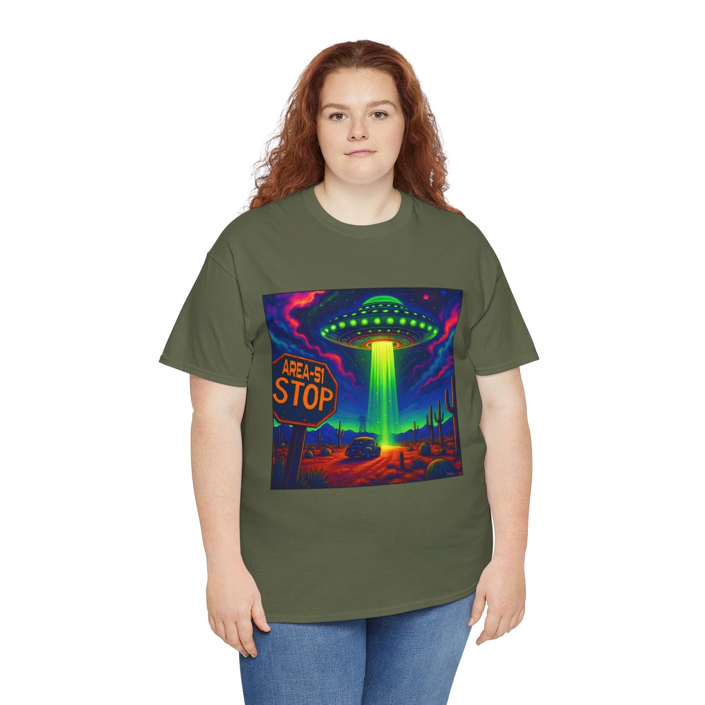 Area 51 Stop UFO Abduction T-Shirt — Neon Alien Invasion Tee
