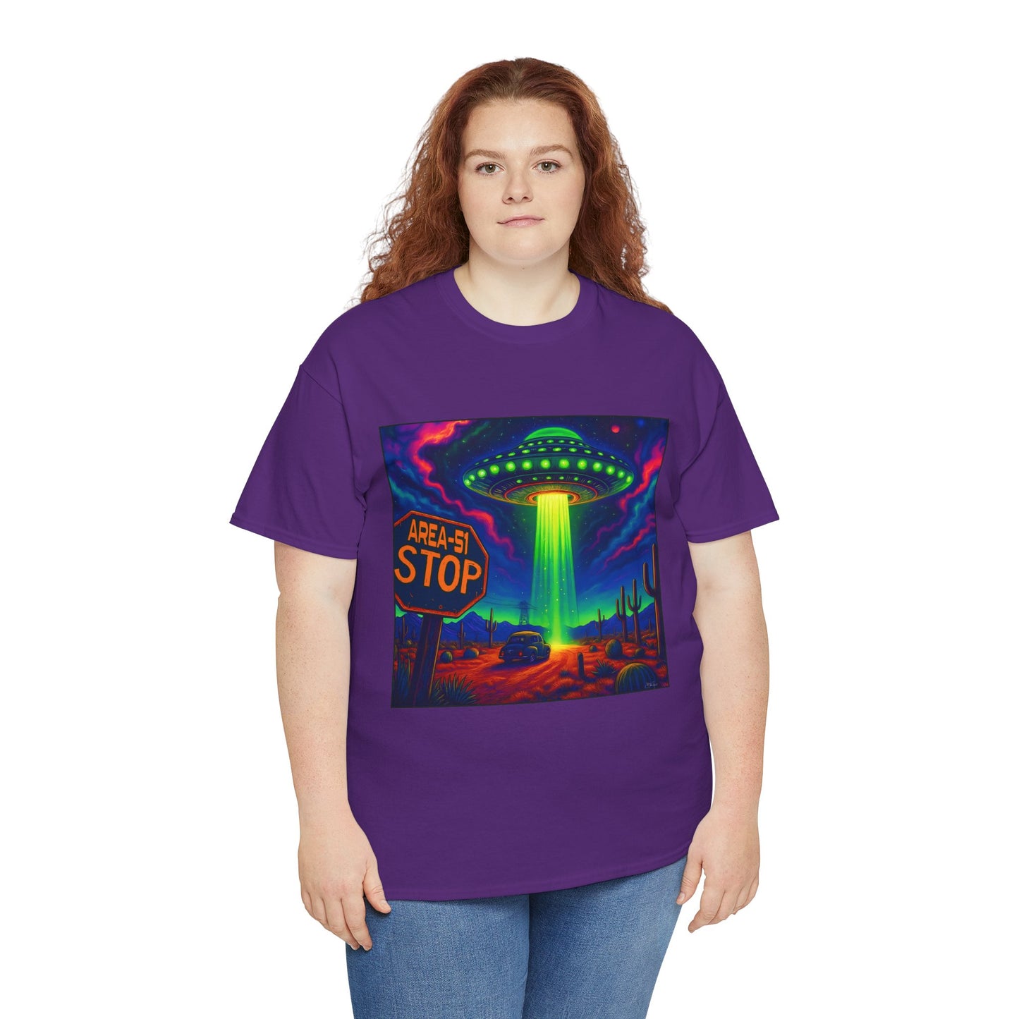 Area 51 Stop UFO Abduction T-Shirt — Neon Alien Invasion Tee
