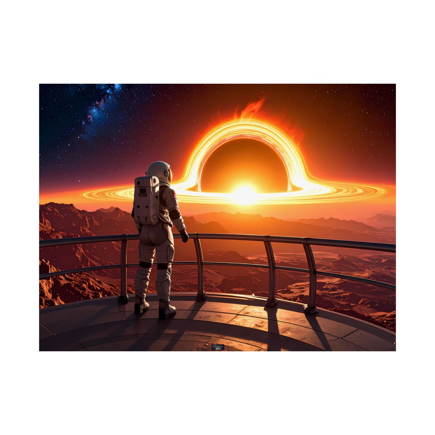 Astronaut Watching Blackhole, Satin Poster, Space Art Print, Cosmic Decor, Wall Art for Space Lovers, Unique Gift for Astronaut Fans, t-shirts, tshirts, tees