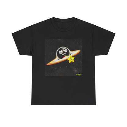 BlackHole Chasing Star, Space-Themed Unisex Heavy Cotton Tee with Cartoon Penguin Design, graphic design, png