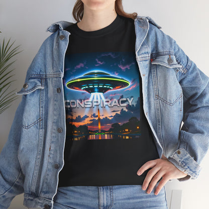 Retro Neon Alien UFO T-Shirt — "Conspiracy at DC" Graphic Tee