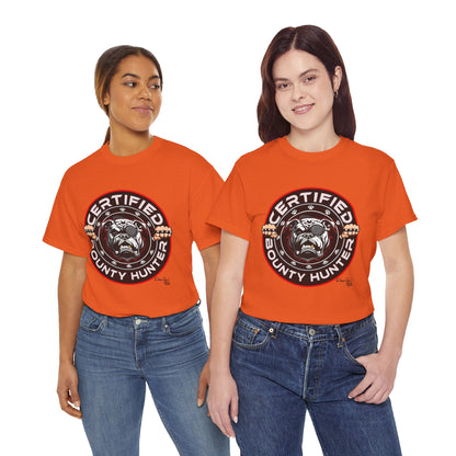 Certified Bounty Hunter, Unisex Heavy Cotton Tee, comedy, bulldog, print design, png, GraphicTees