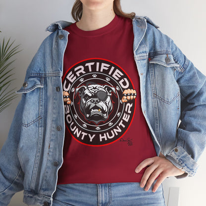 Certified Bounty Hunter, Unisex Heavy Cotton Tee, comedy, bulldog, print design, png, GraphicTees
