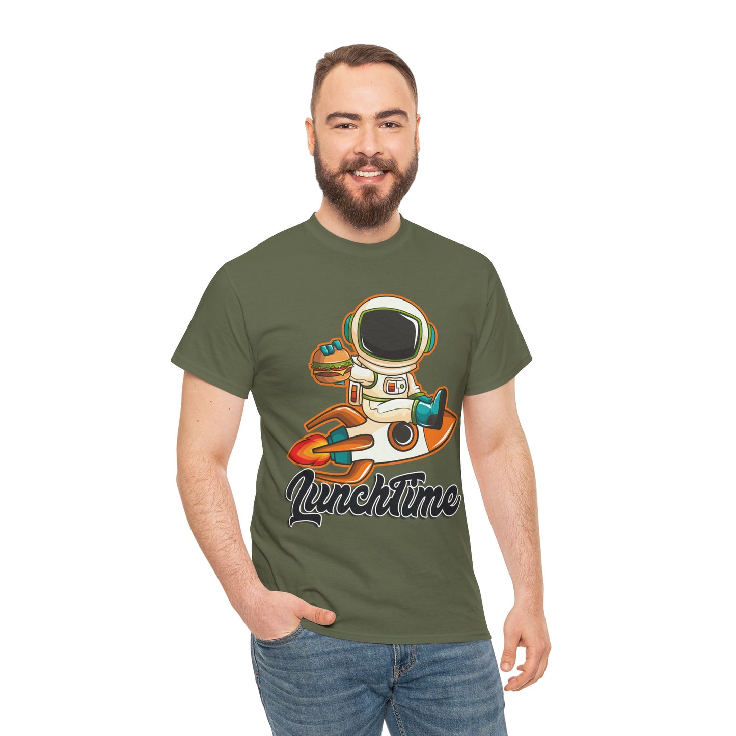 Astronaut Lunchtime Unisex Heavy Cotton Tee - Fun Graphic T-Shirt for Space Lovers, GraphicTees, png, t-shirts, tshirts
