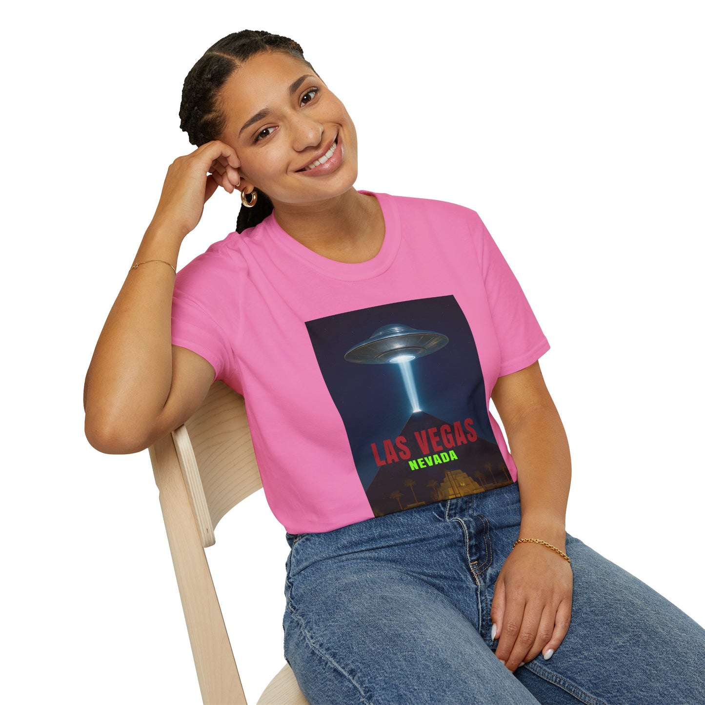 Luxor UFO, Las Vegas UFO Unisex Softstyle T-Shirt - Retro Nevada Design, graphic design, t-shirts, tshirts, tees, GraphicTees, png