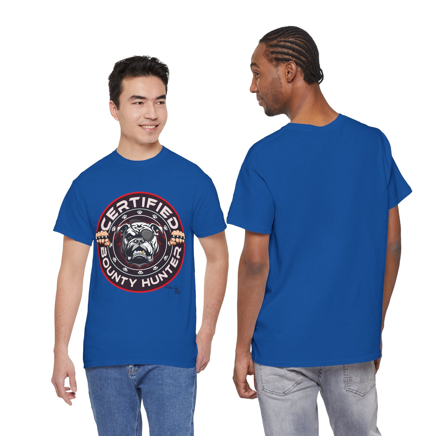 Certified Bounty Hunter, Unisex Heavy Cotton Tee, comedy, bulldog, print design, png, GraphicTees