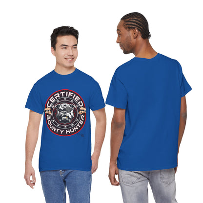 Certified Bounty Hunter, Unisex Heavy Cotton Tee, comedy, bulldog, print design, png, GraphicTees