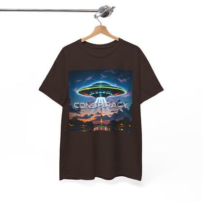 Retro Neon Alien UFO T-Shirt — "Conspiracy at DC" Graphic Tee