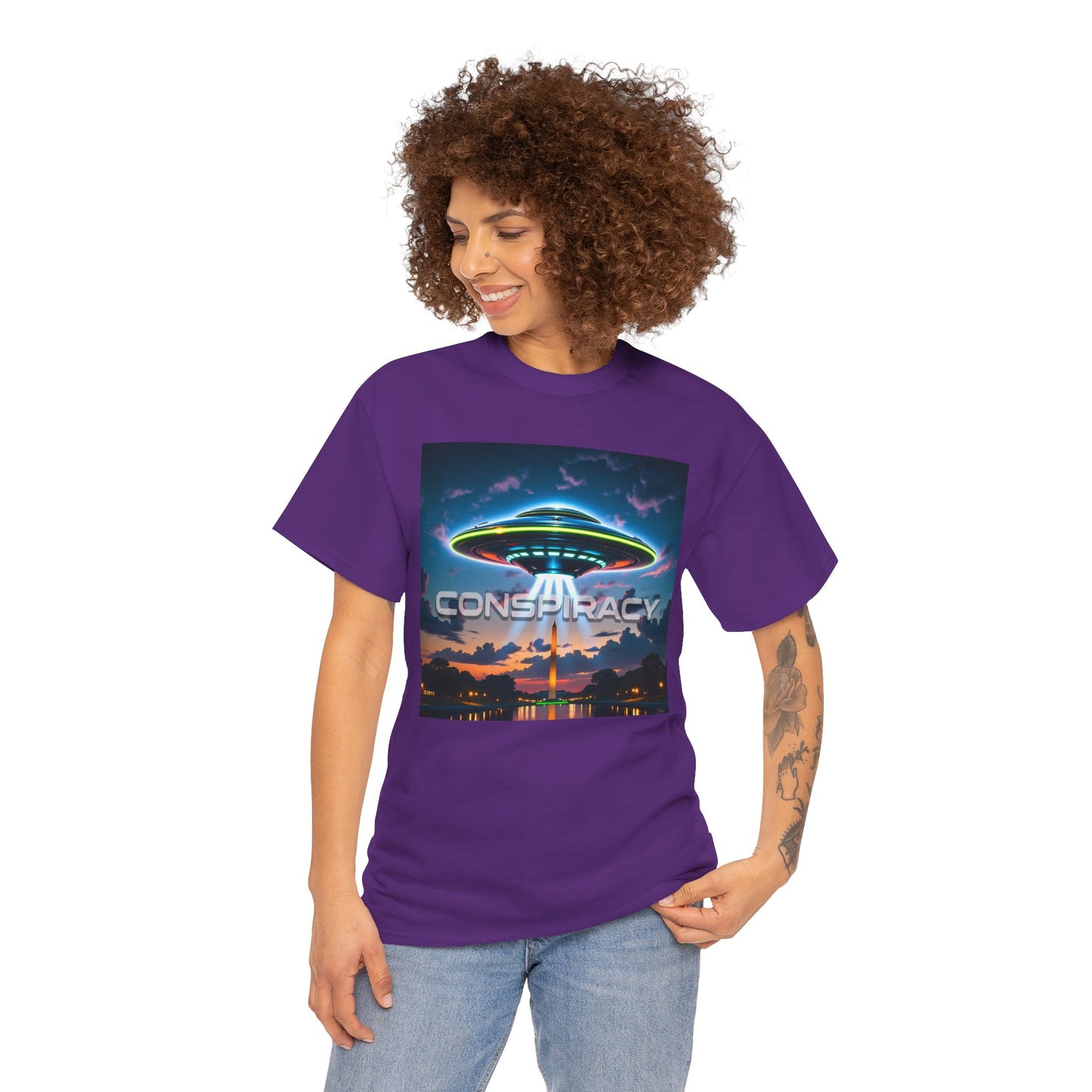 Retro Neon Alien UFO T-Shirt — "Conspiracy at DC" Graphic Tee