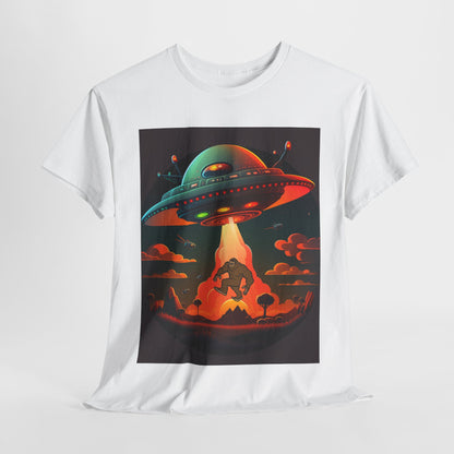 UFO, Bigfoot, Unisex Heavy Cotton Tee, graphic design, t-shirt, t-shirts, tshirts, png