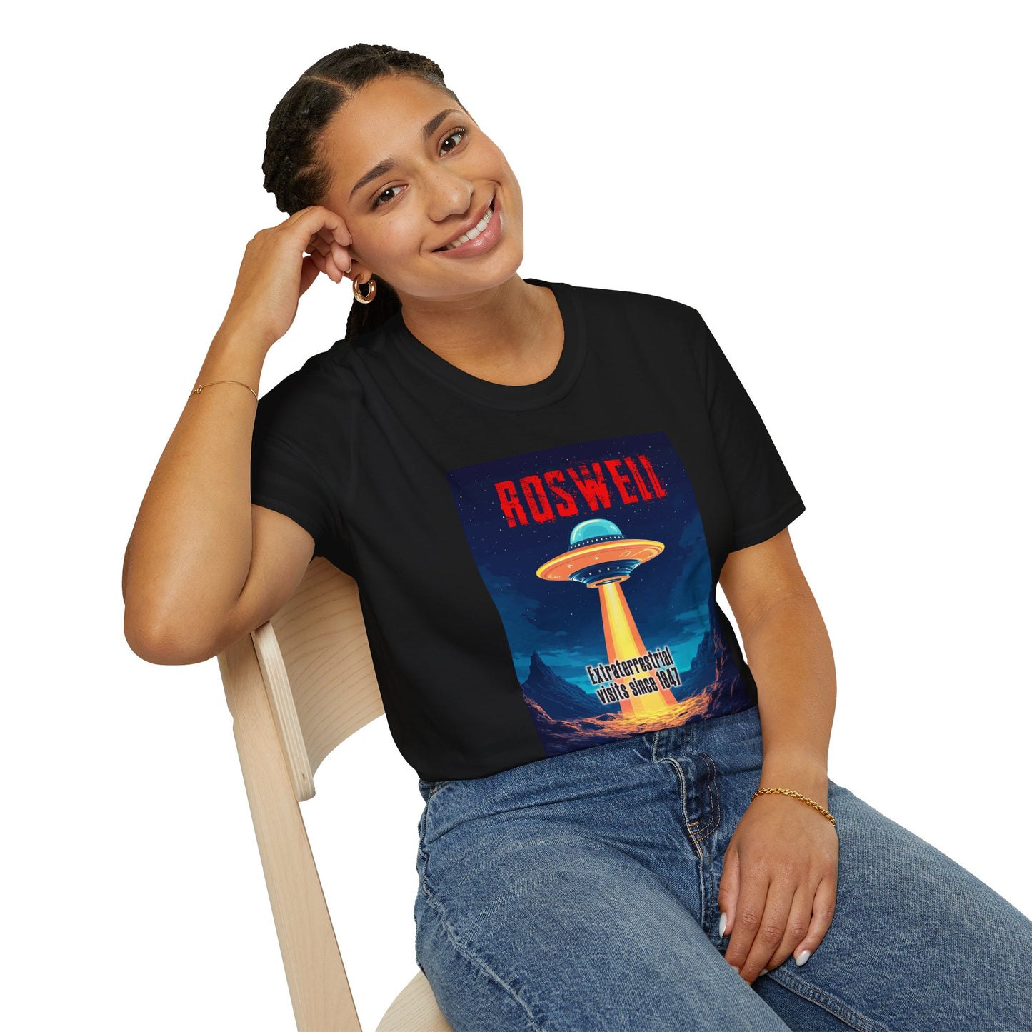 Roswell Alien Encounter Unisex T-Shirt, Retro Space UFO Tee, Sci-Fi Lovers Gift, Convention Wear, Extraterrestrial Tee, graphic design, png