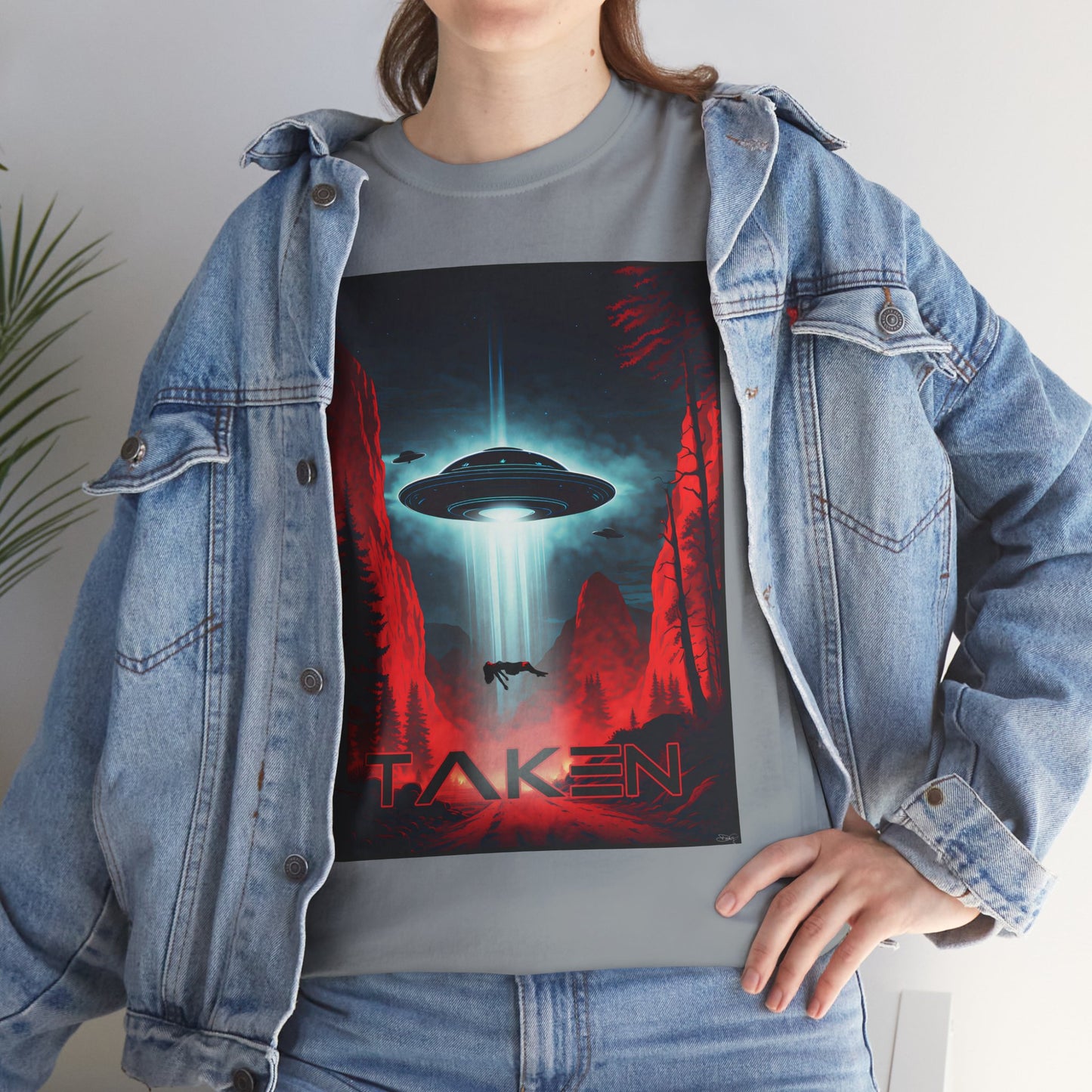 Taken, Unisex Heavy Cotton Tee, UFO inspired t-shirt, graphic design, art, png, t-shirts, tshirts, tee
