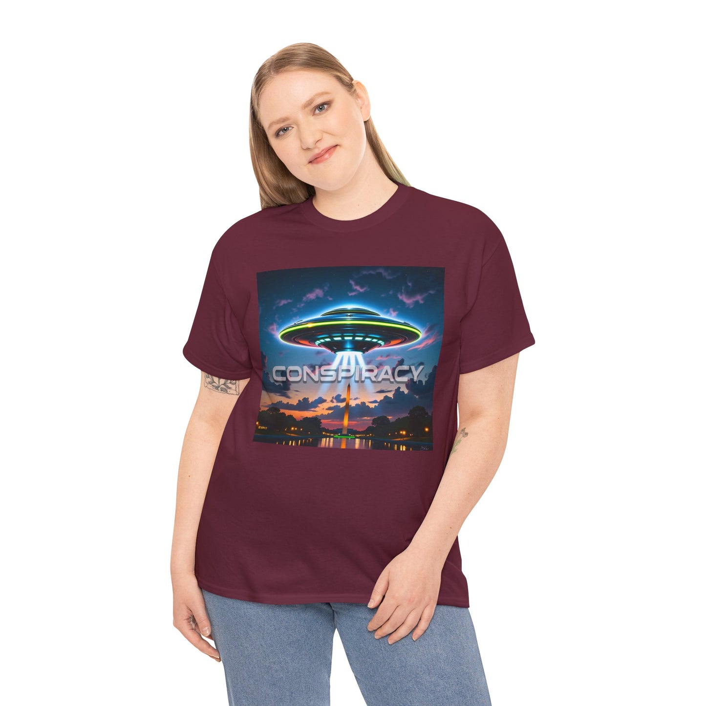 Retro Neon Alien UFO T-Shirt — "Conspiracy at DC" Graphic Tee