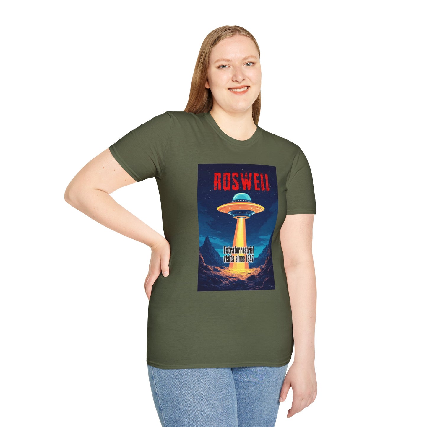 Roswell Alien Encounter Unisex T-Shirt, Retro Space UFO Tee, Sci-Fi Lovers Gift, Convention Wear, Extraterrestrial Tee, graphic design, png