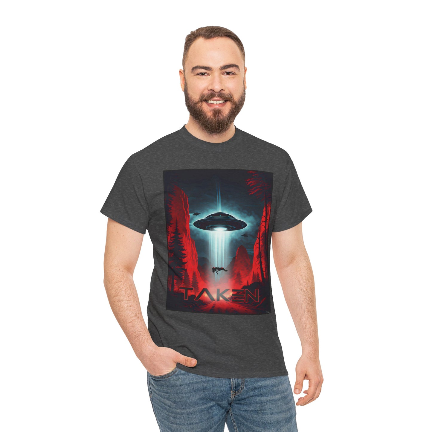 Taken, Unisex Heavy Cotton Tee, UFO inspired t-shirt, graphic design, art, png, t-shirts, tshirts, tee