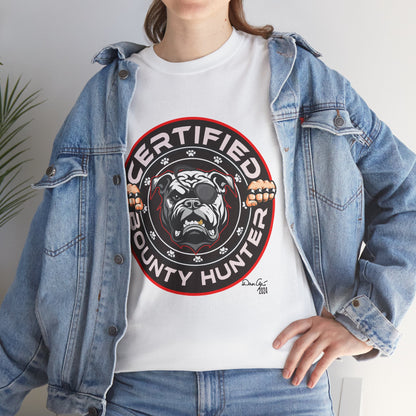 Certified Bounty Hunter, Unisex Heavy Cotton Tee, comedy, bulldog, print design, png, GraphicTees