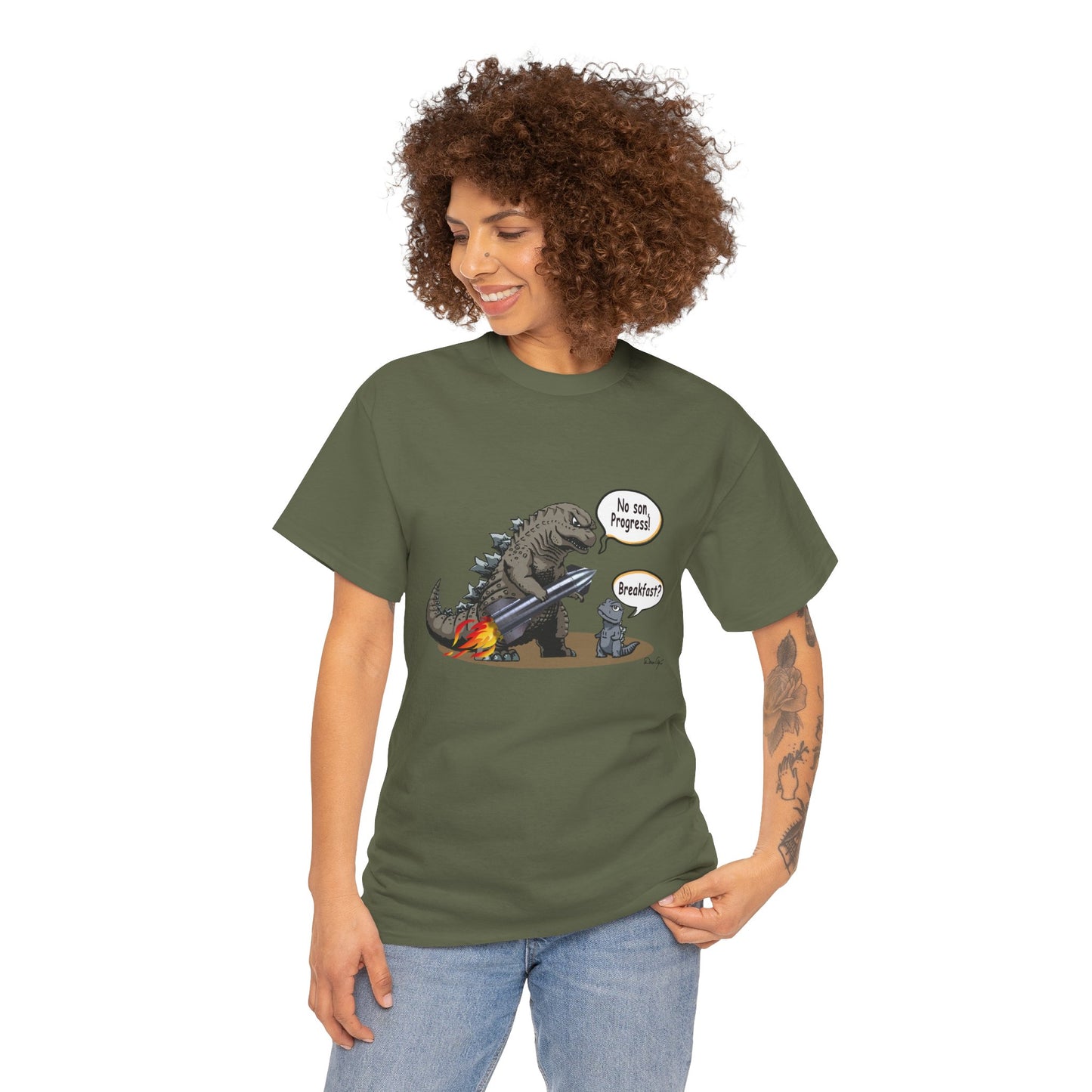 Godzilla, Son and SpaceX, Unisex Heavy Cotton Tee, print design, t-shirt, t-shirts, t-shirts, png, funny, cartoons, tee