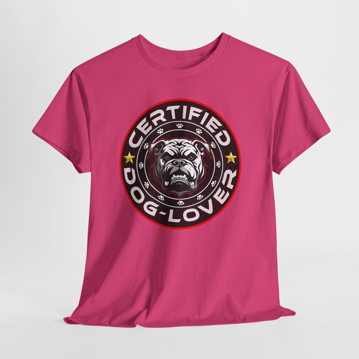 Certified Dog Lover Unisex Tee - Bulldog Print Design, GraphicTees, t-shirt, tshirt, png