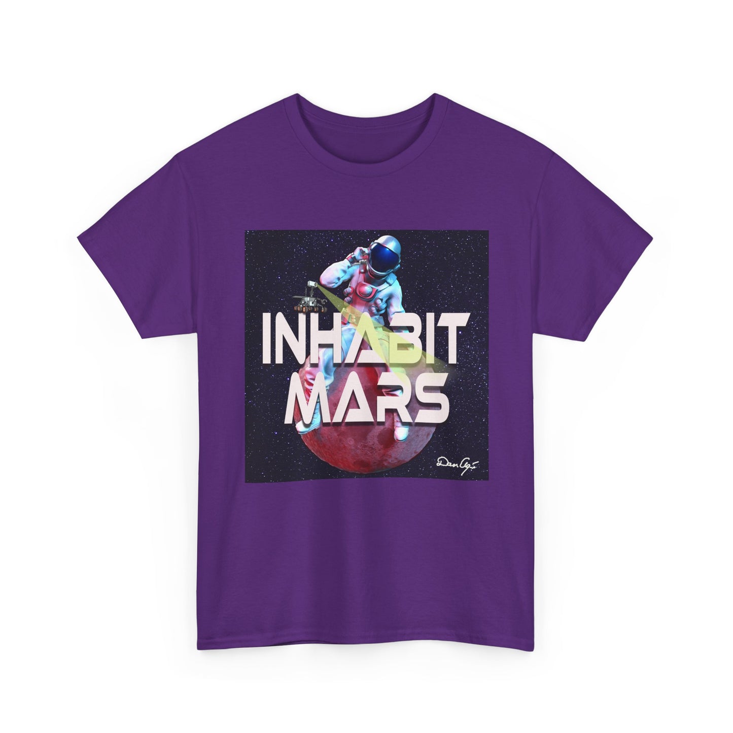 Inhabit Mars, Unisex Heavy Cotton Tee, Space, SpaceX, Universe, UFO, multiverse, graphic design, png, graphic design, t-shirts, tee