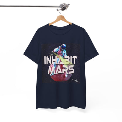 Inhabit Mars, Unisex Heavy Cotton Tee, Space, SpaceX, Universe, UFO, multiverse, graphic design, png, graphic design, t-shirts, tee