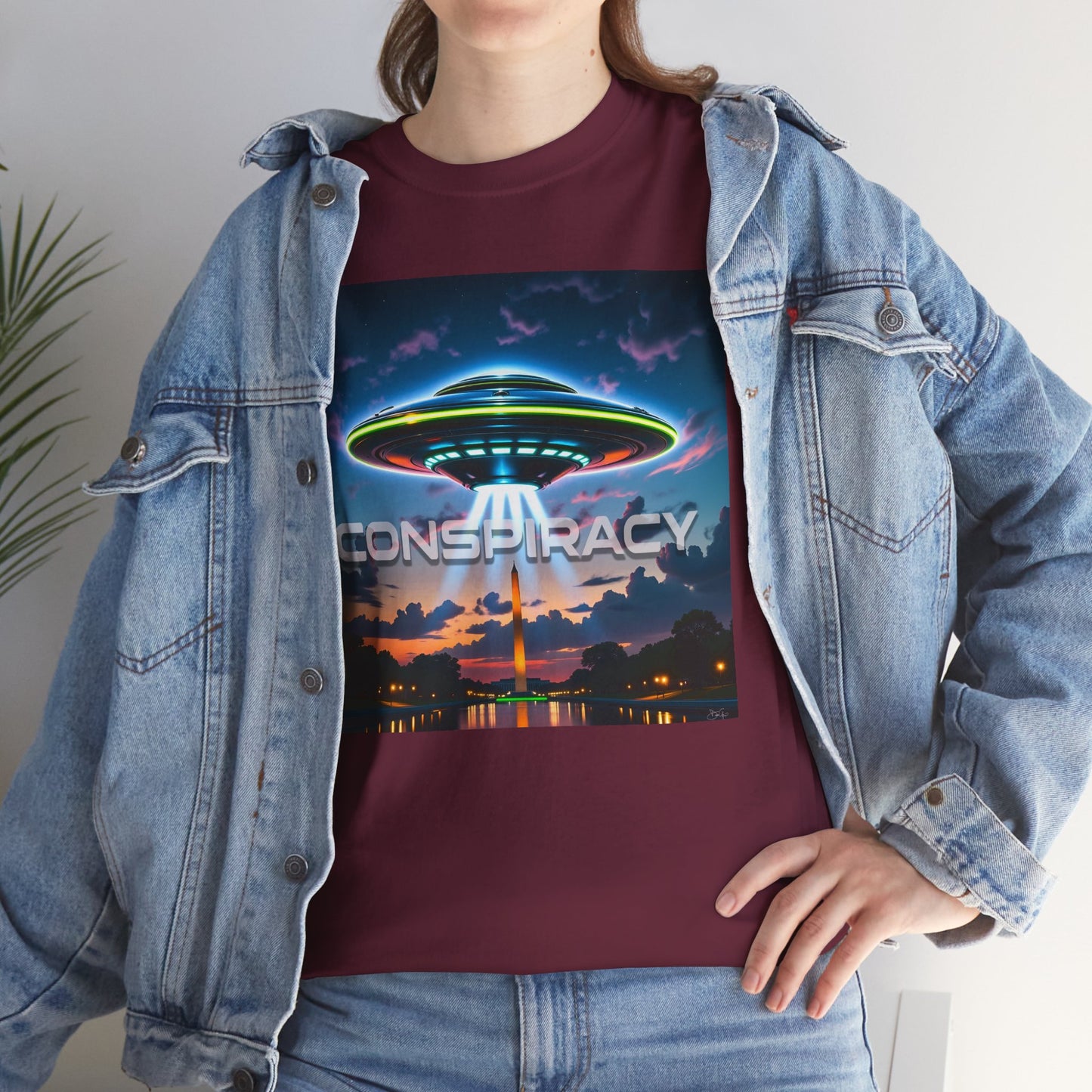 Retro Neon Alien UFO T-Shirt — "Conspiracy at DC" Graphic Tee