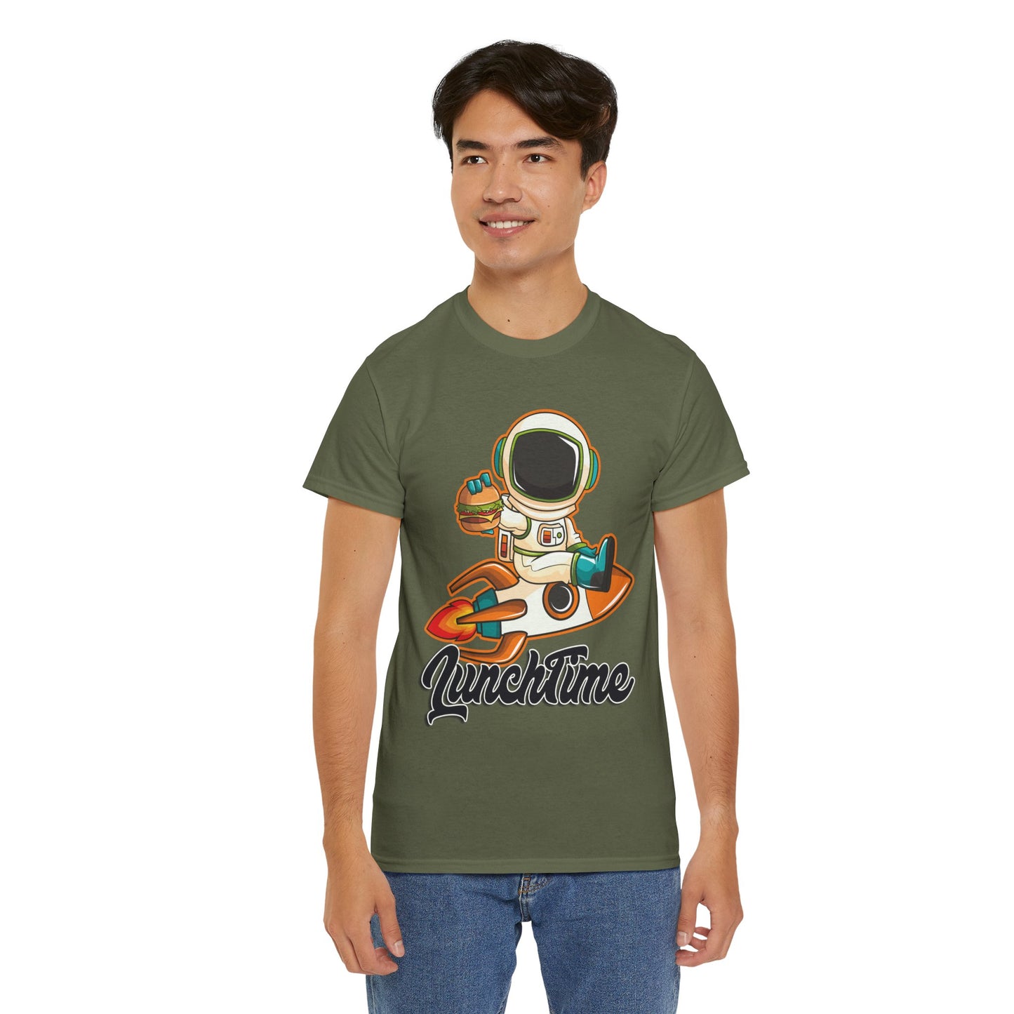 Astronaut Lunchtime Unisex Heavy Cotton Tee - Fun Graphic T-Shirt for Space Lovers, GraphicTees, png, t-shirts, tshirts