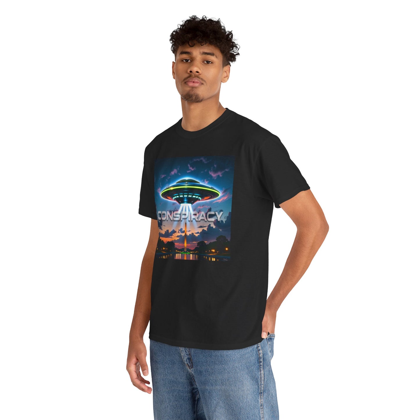 Retro Neon Alien UFO T-Shirt — "Conspiracy at DC" Graphic Tee