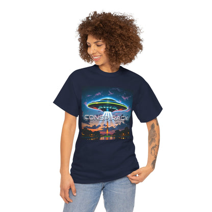 Retro Neon Alien UFO T-Shirt — "Conspiracy at DC" Graphic Tee