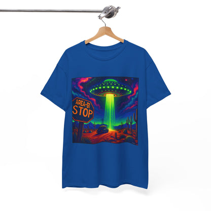 Area 51 Stop UFO Abduction T-Shirt — Neon Alien Invasion Tee