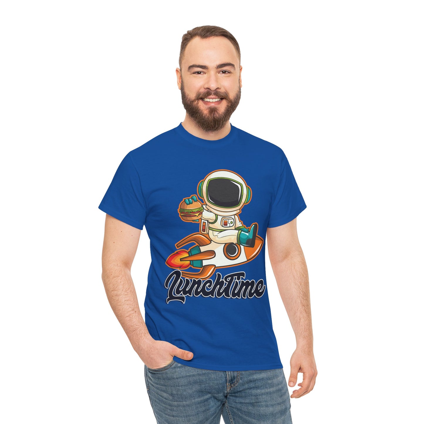 Astronaut Lunchtime Unisex Heavy Cotton Tee - Fun Graphic T-Shirt for Space Lovers, GraphicTees, png, t-shirts, tshirts