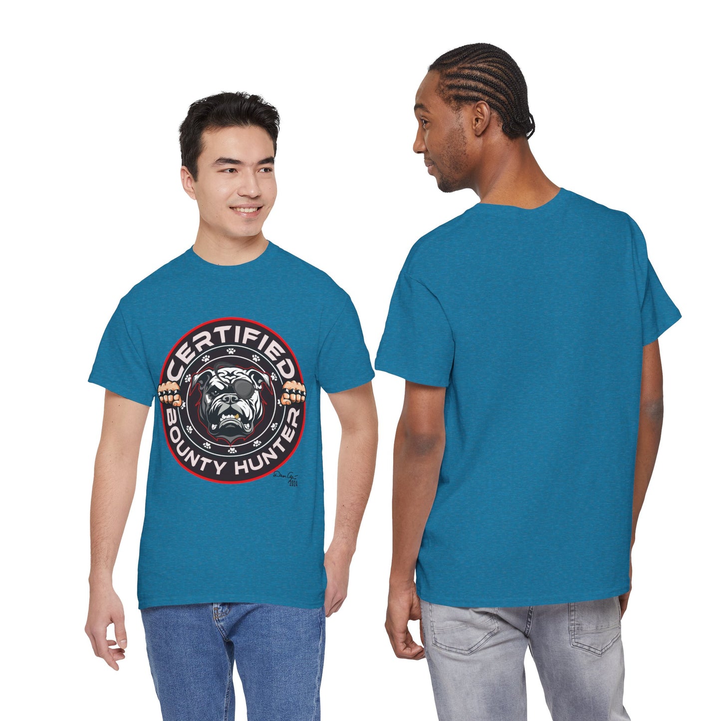 Certified Bounty Hunter, Unisex Heavy Cotton Tee, comedy, bulldog, print design, png, GraphicTees