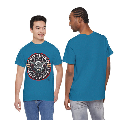 Certified Bounty Hunter, Unisex Heavy Cotton Tee, comedy, bulldog, print design, png, GraphicTees