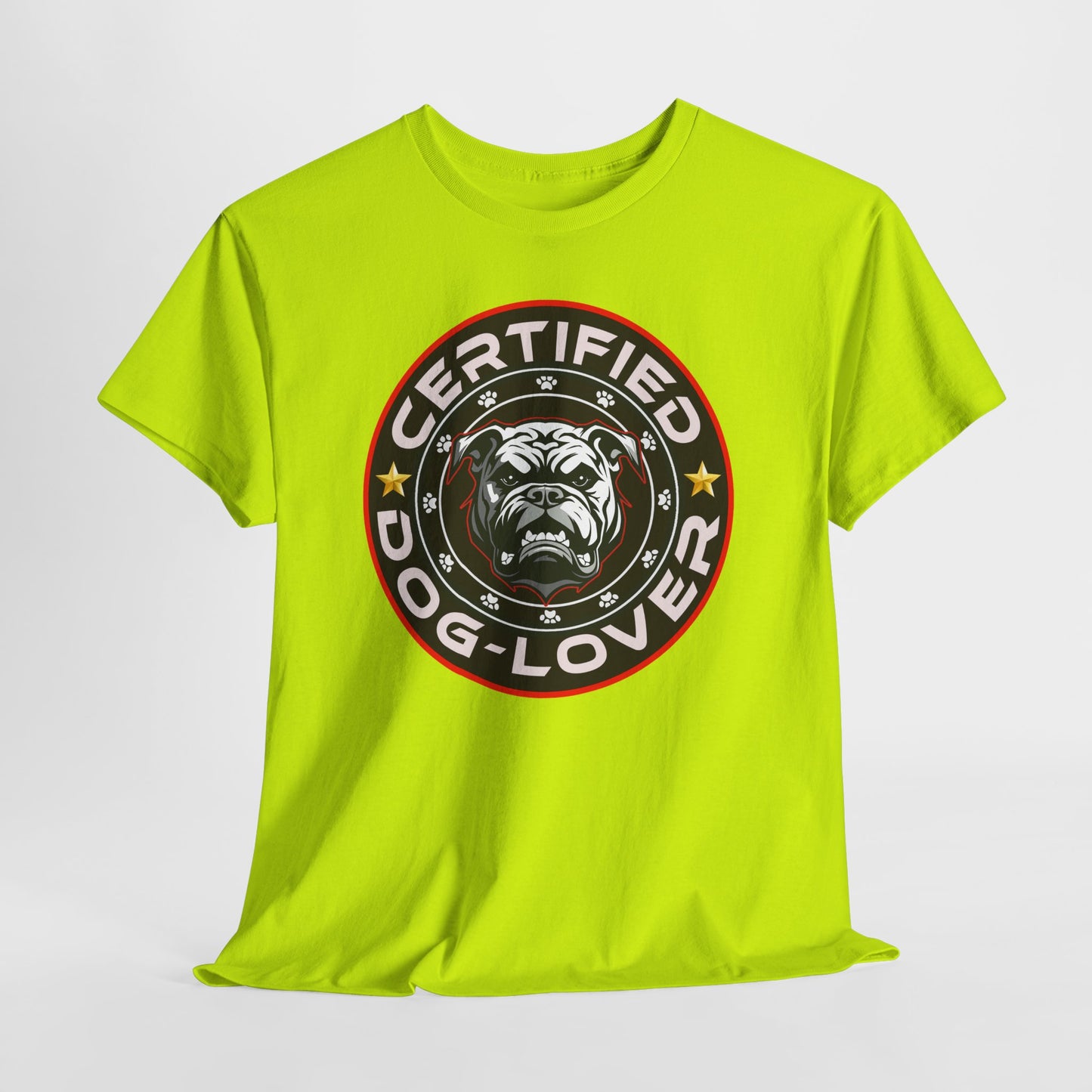 Certified Dog Lover Unisex Tee - Bulldog Print Design, GraphicTees, t-shirt, tshirt, png