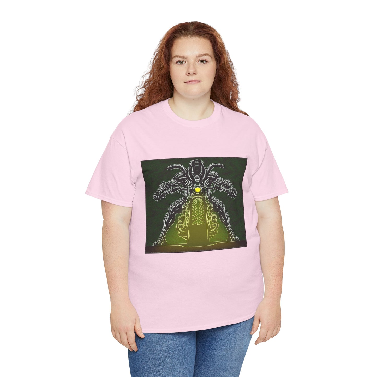 Alien Biker Neon Sci‑Fi Motorcycle T-Shirt