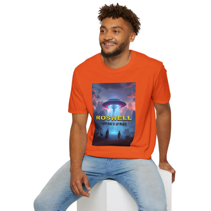 Roswell Probed Retro T-Shirt - Alien UFO Lover Gift, Sci-Fi Apparel, Extraterrestrial Tee, Unisex Softstyle Clothing, graphic design, png