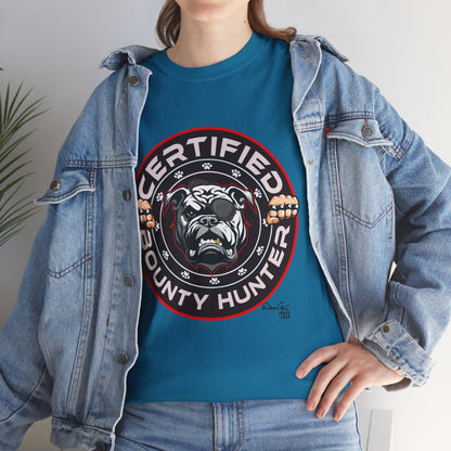 Certified Bounty Hunter, Unisex Heavy Cotton Tee, comedy, bulldog, print design, png, GraphicTees
