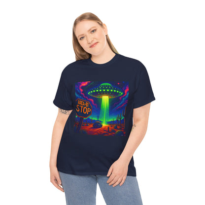 Area 51 Stop UFO Abduction T-Shirt — Neon Alien Invasion Tee