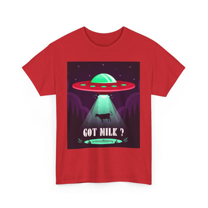 Got Milk? Unisex Heavy Cotton Tee, UFO abduction, comedy, funny, t-shirt, t-shirt, graphic design, tee, png