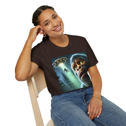 Bigfoot UFO Unisex T-Shirt, Funny Graphic Tee, Gift for Alien Lovers, Unique Summer Shirt, Casual Everyday Wear, t-shirt, tshirts, party