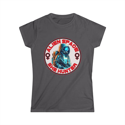 Alien Space She Hunter Tee, Women's Graphic T-Shirt, Sci-Fi Lovers Gift, Stylish Casual Wear, Outer Space Shirt, girl woman, Comfortable