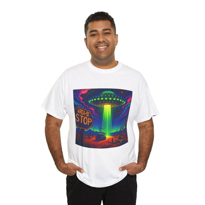 Area 51 Stop UFO Abduction T-Shirt — Neon Alien Invasion Tee